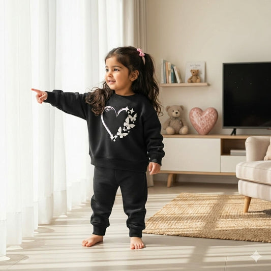 Black hearts butterflies tracksuit for kids
