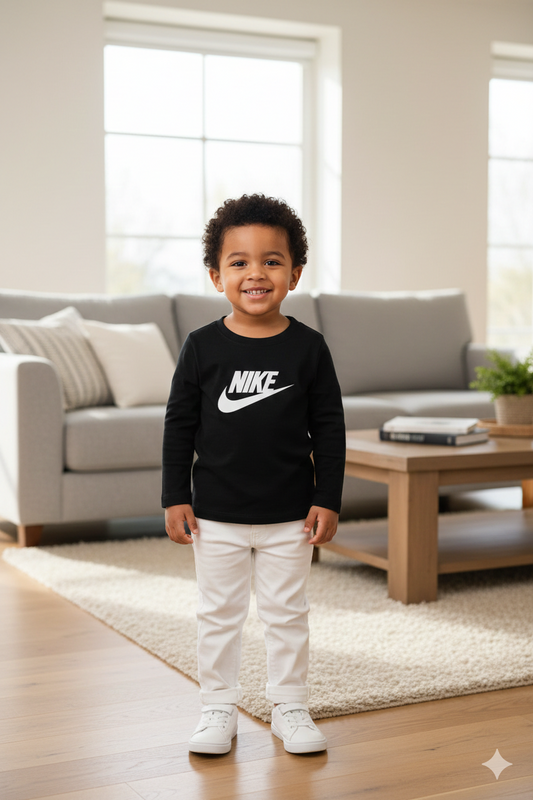 Black NK full sleeves t-shirt for kids