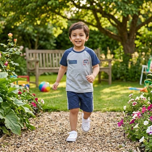 Never T-shirt and shorts set for kids - blue