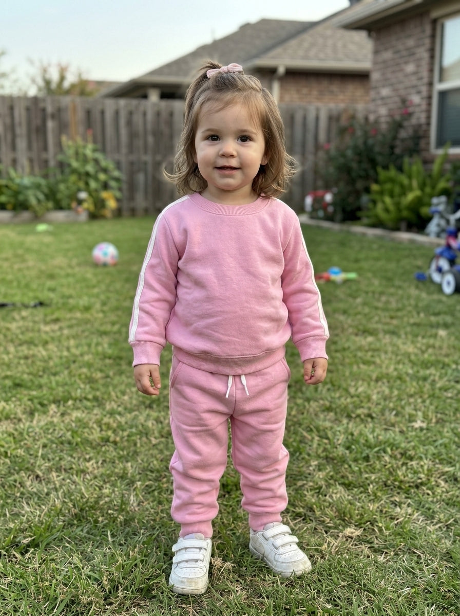 Pink side stripes tracksuit