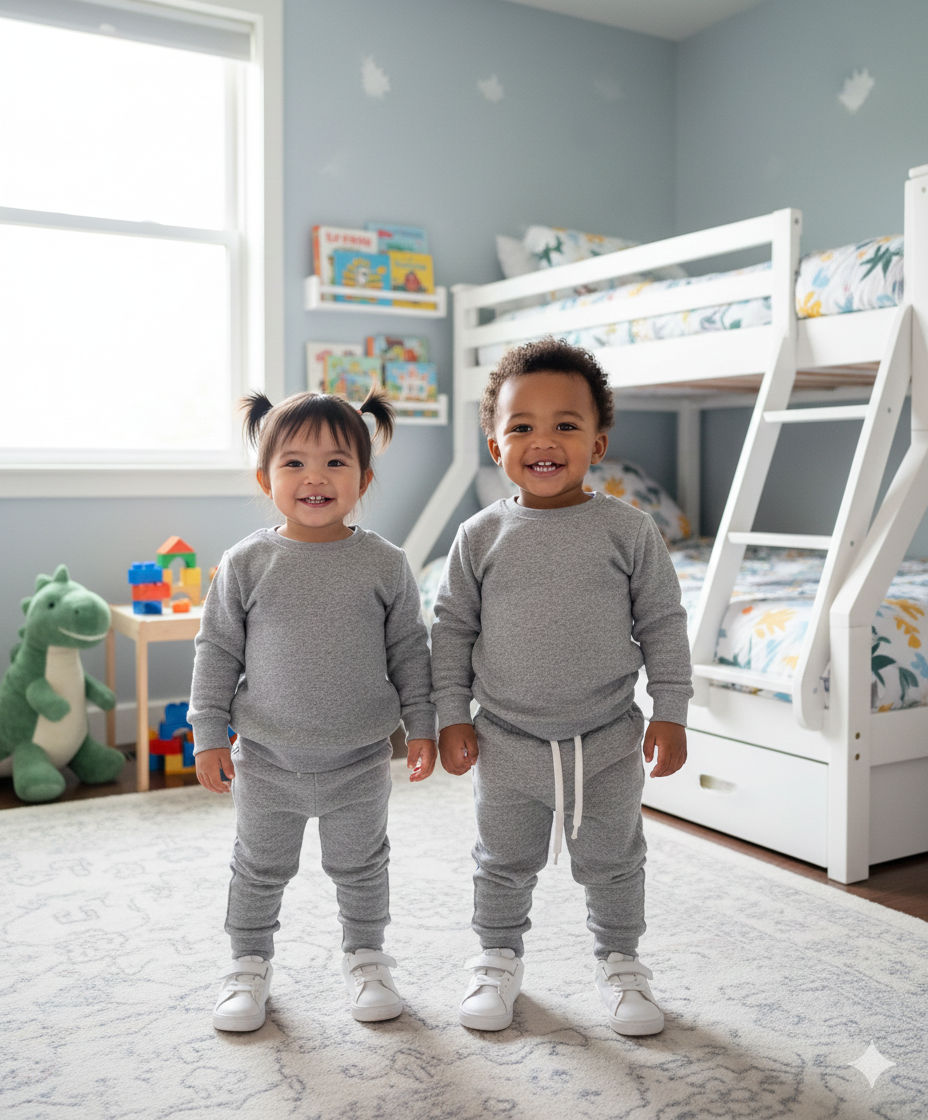 Light grey melange tracksuit for kids