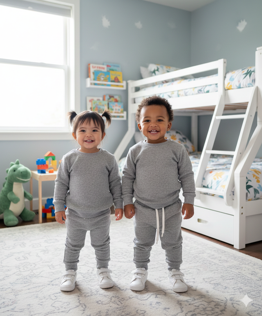 Light grey melange tracksuit for kids