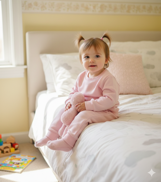 Baby pink plain tracksuit for kids