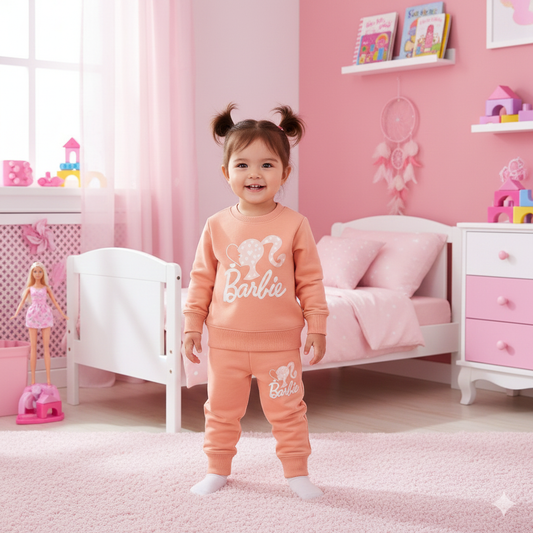 Peach barbie tracksuit for kids
