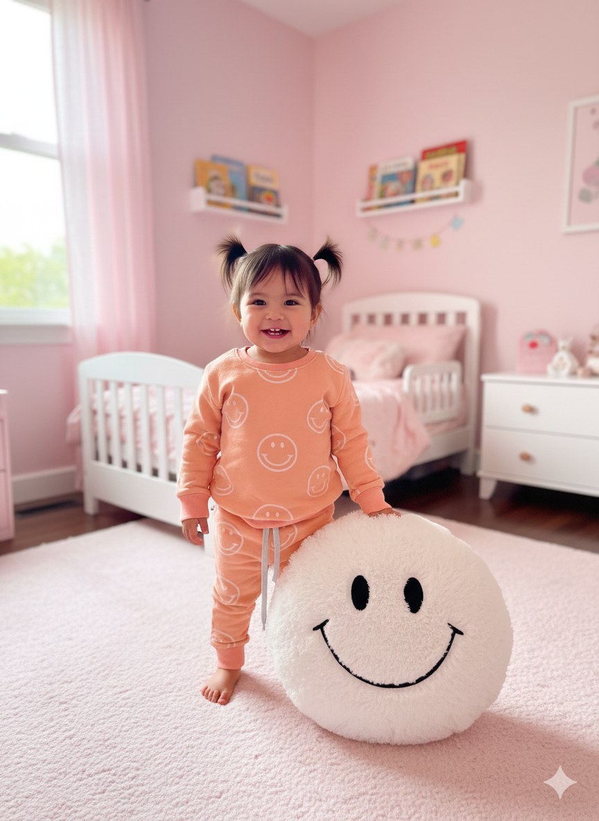 Peach smiley face tracksuit for kids