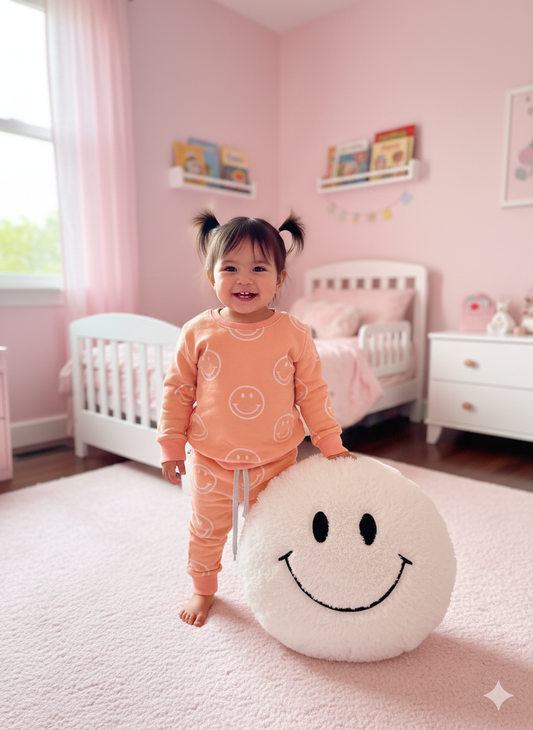 Peach smiley face tracksuit for kids