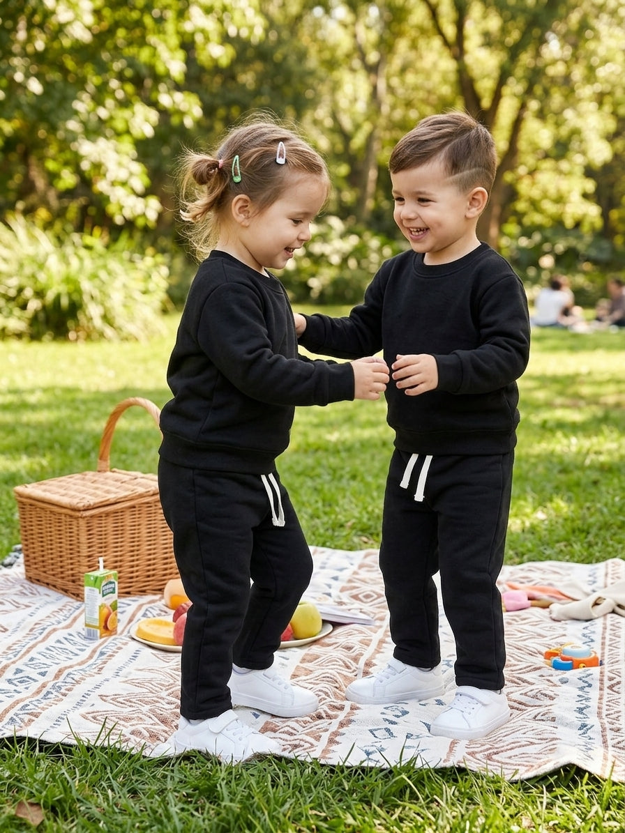 Plain Black Straight Tracksuit