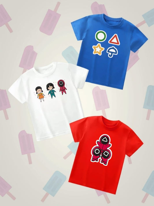 Pack of three t-shirts for kids - (squid game)