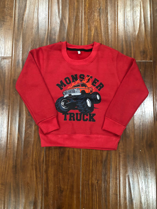 Red monster truck sweatshirt