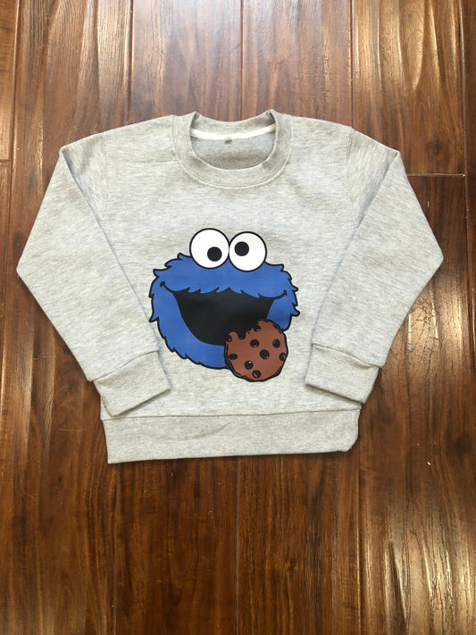 Grey cookie monster sweatshirt