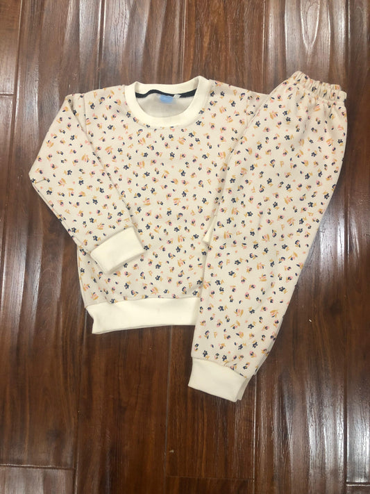 White Small Flowers tracksuit (Fleece)