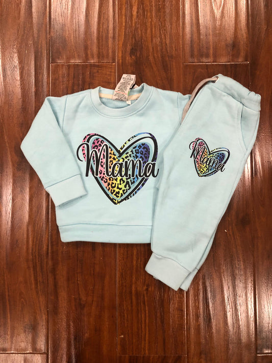 Sky Blue Mama Heart Tracksuit