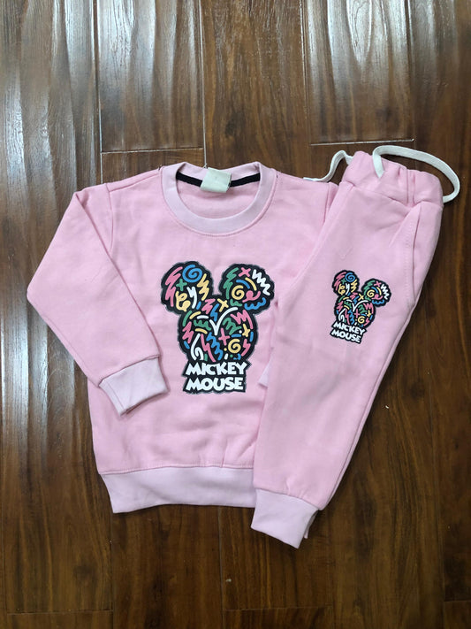 Baby Pink Mickey Mouse Art Tracksuit