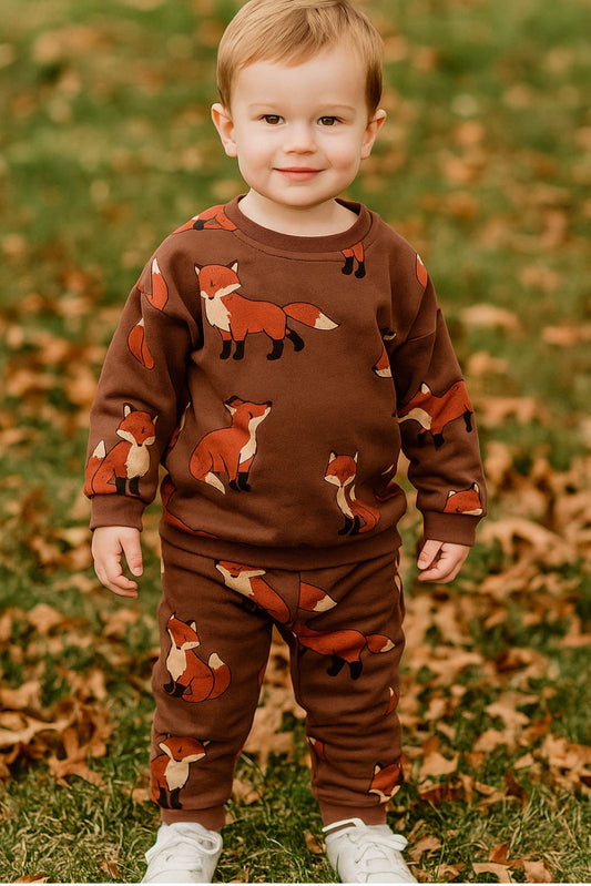 Brown cute fox tracksuit for kids