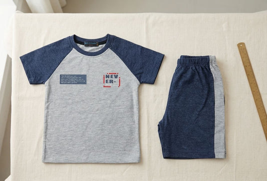 Never T-shirt and shorts set for kids - blue
