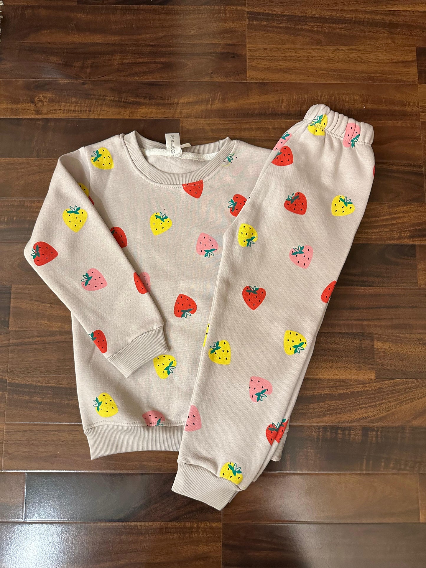 Grey multi strawberries tracksuit for kids