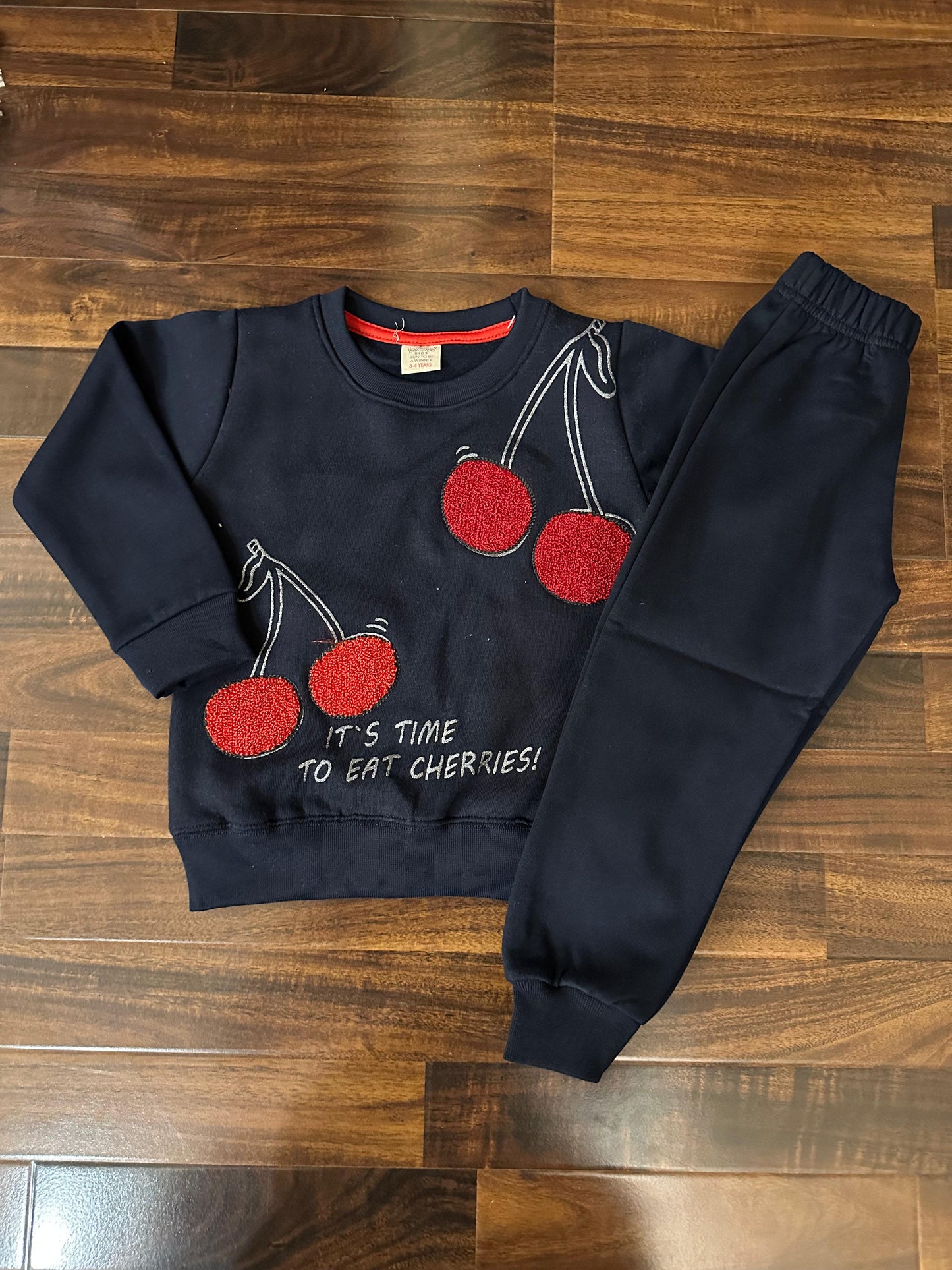 Navy blue cherries tracksuit for kids