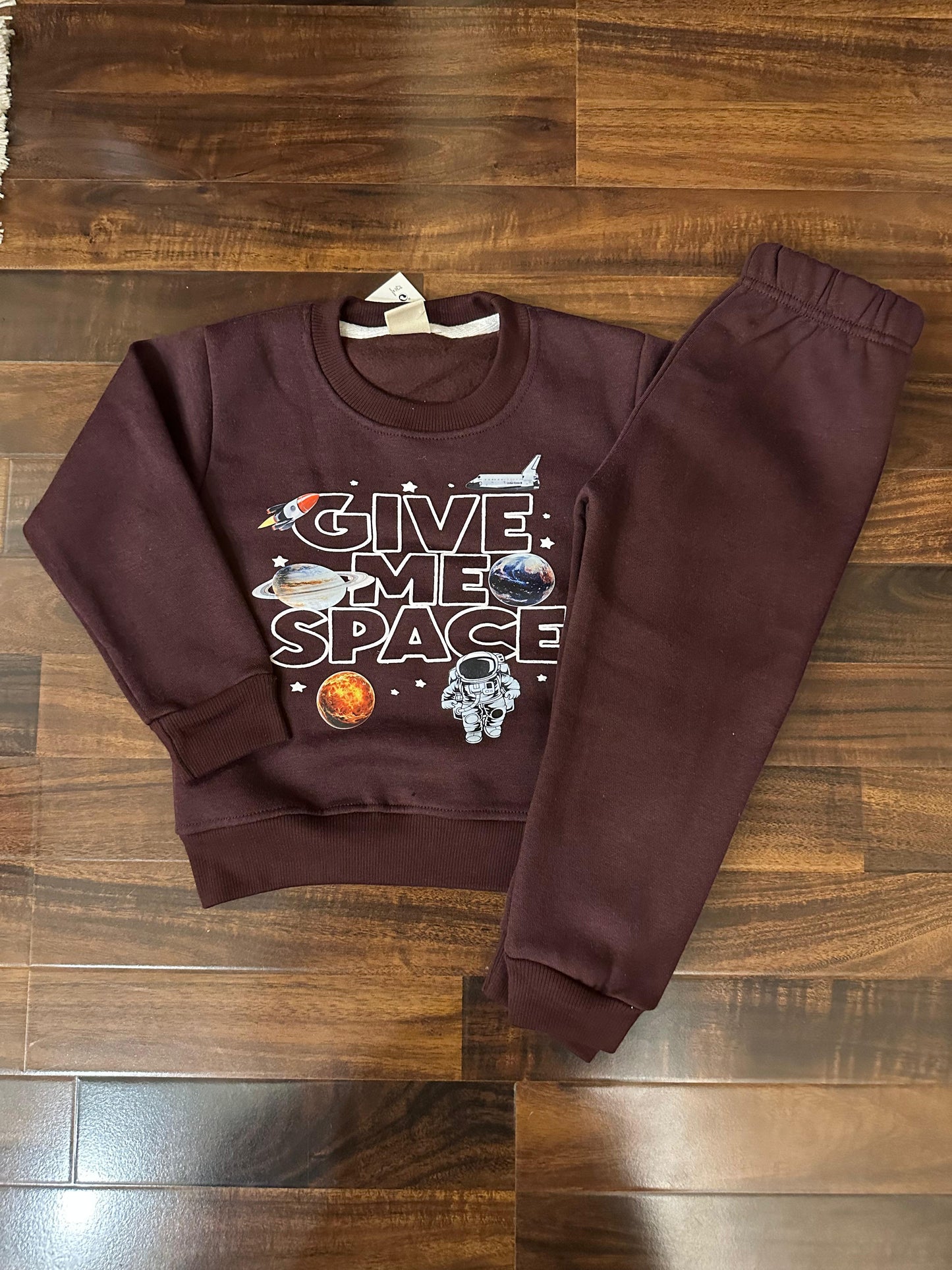 Solid Brown give me space tracksuit for kids