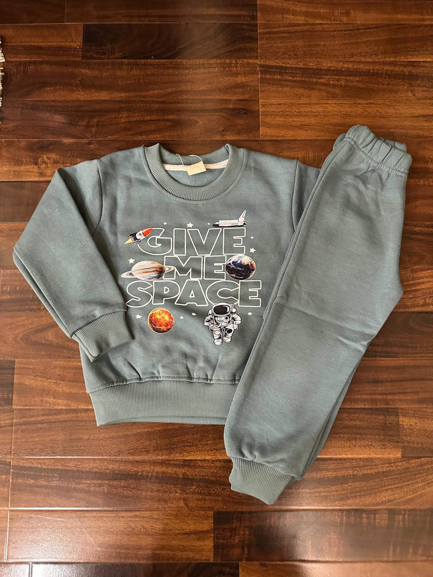 Green give me space tracksuit for kids