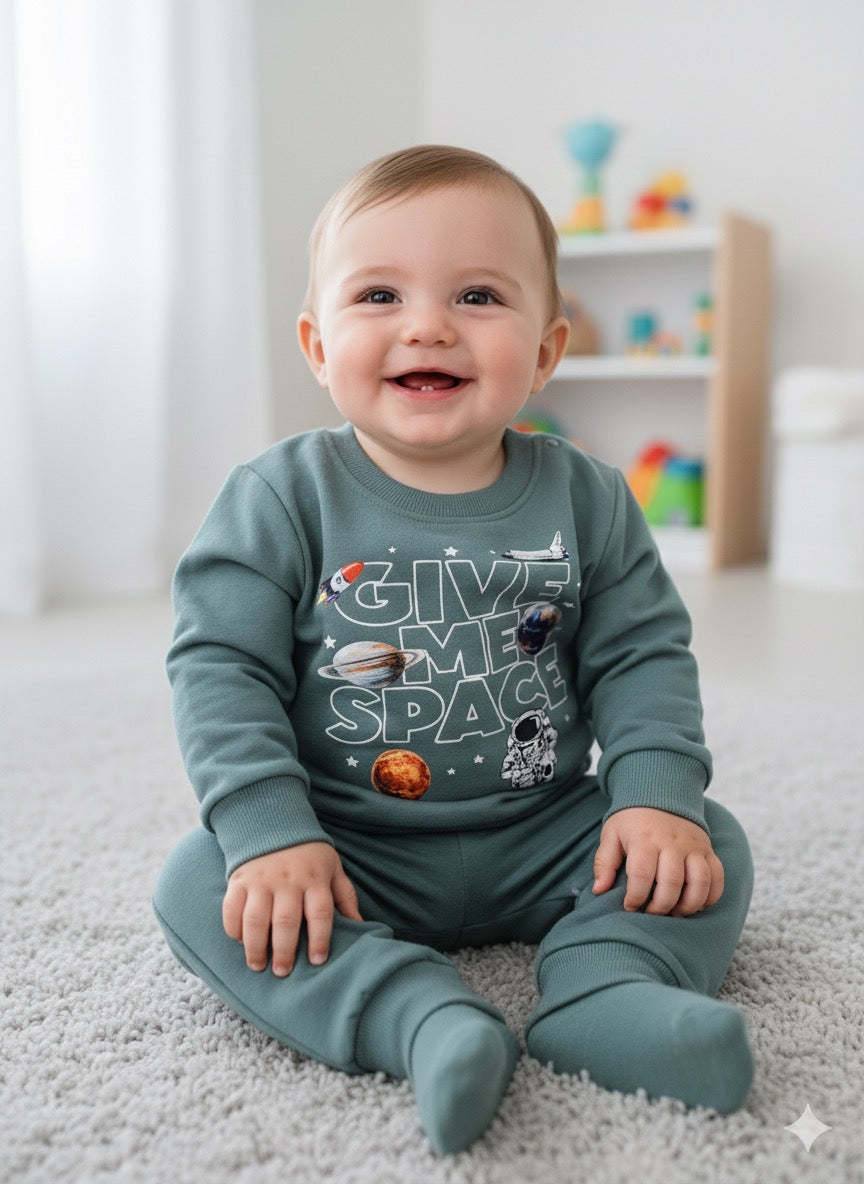 Green give me space tracksuit for kids