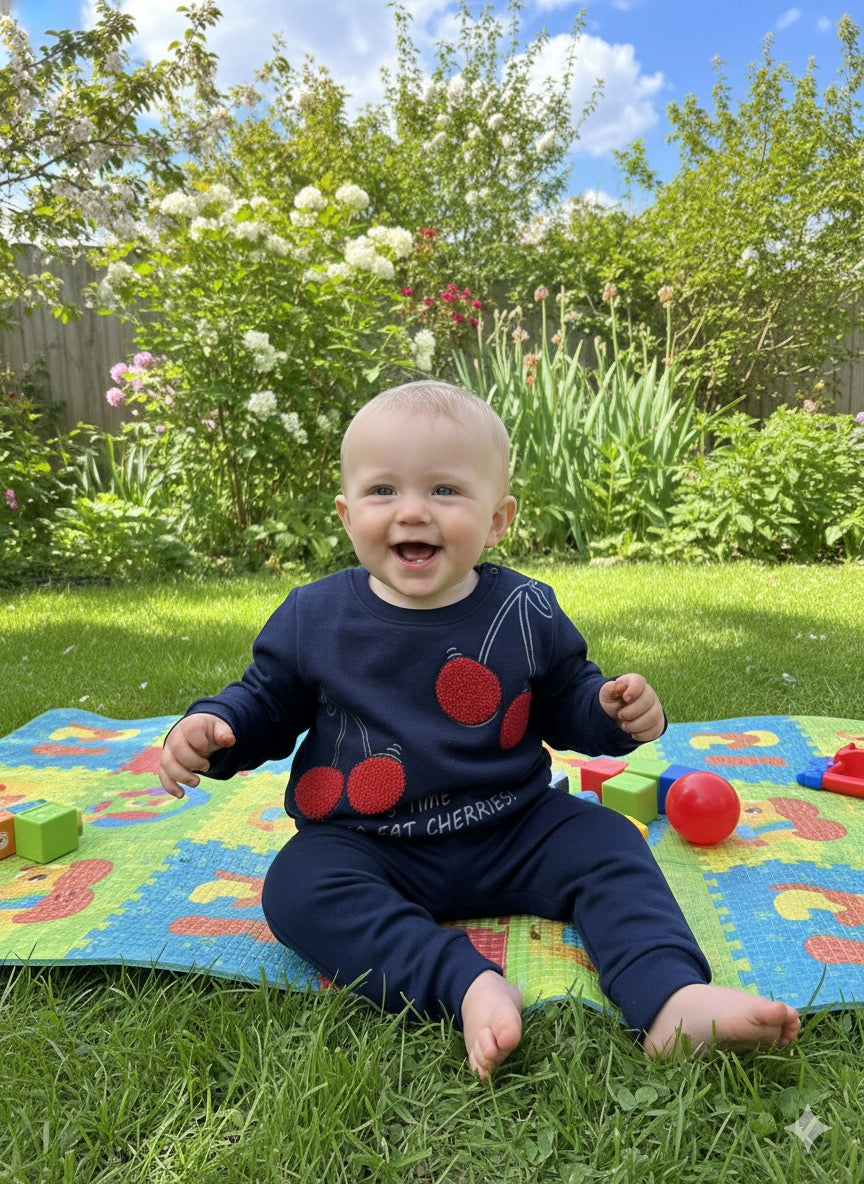 Navy blue cherries tracksuit for kids