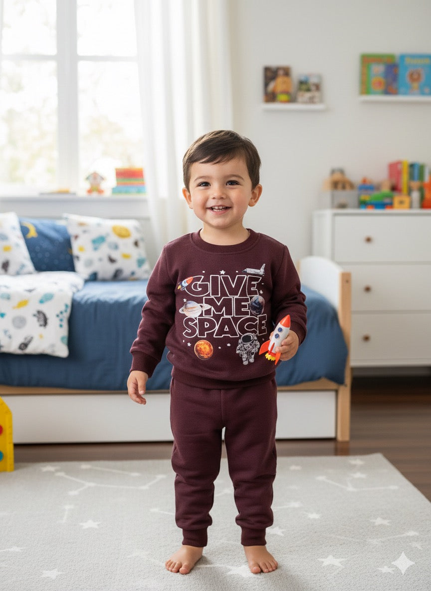 Solid Brown give me space tracksuit for kids