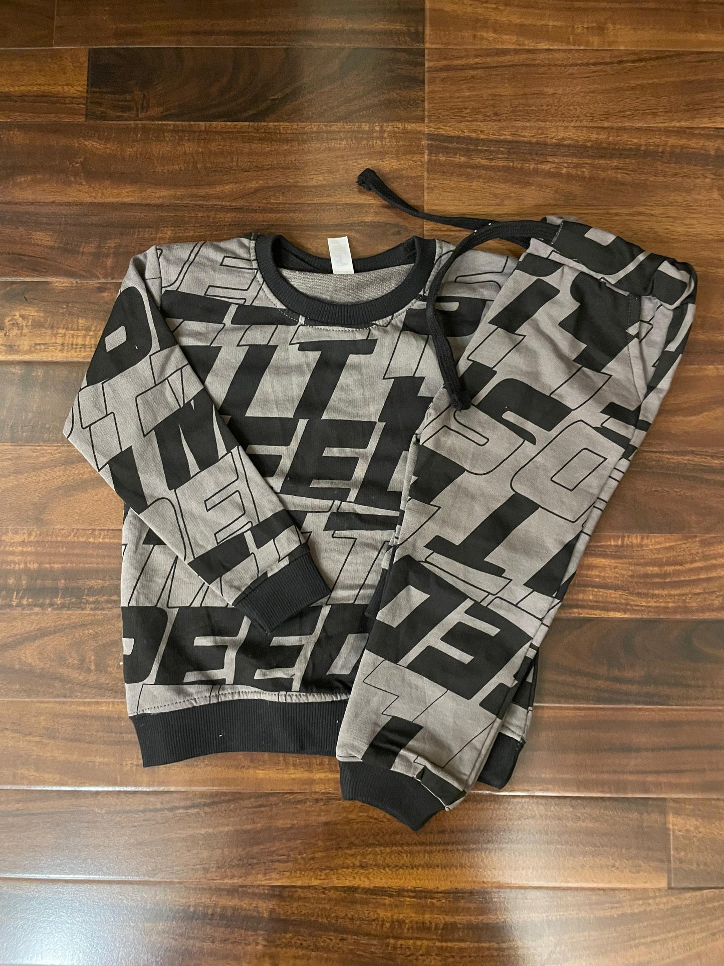 Grey big alphabets tracksuit for kids