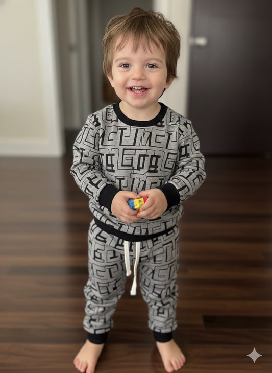 Grey big alphabets tracksuit for kids