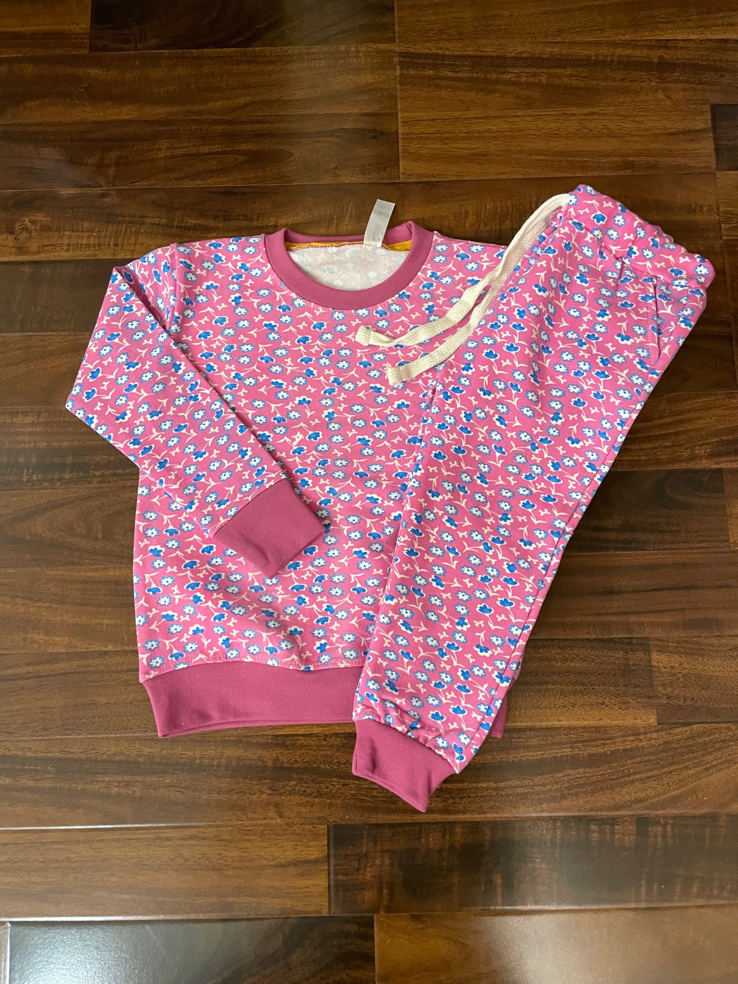Pink ditsy floral tracksuit for kids