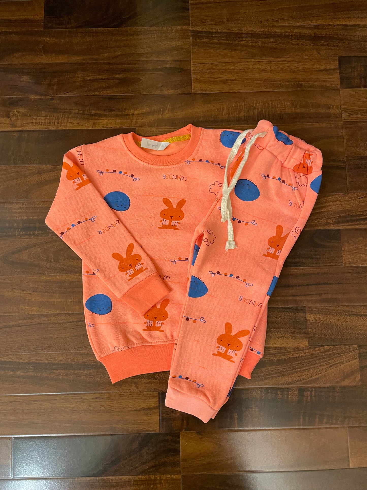 Peach bunny tracksuit for kids