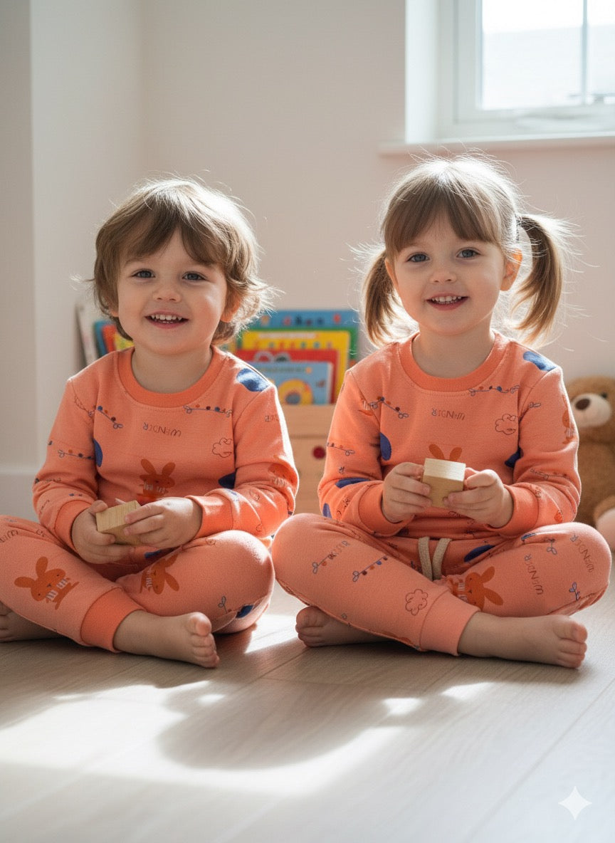 Peach bunny tracksuit for kids