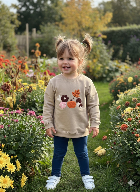 Light green leaves sweatshirt for kids