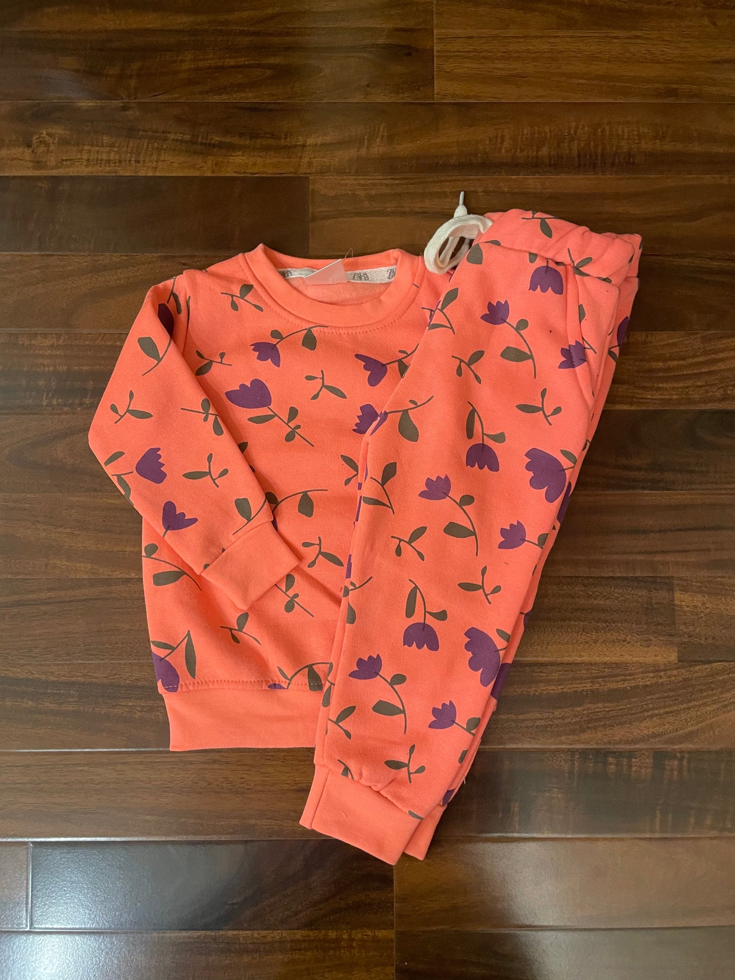 Orange floral tracksuit for kids