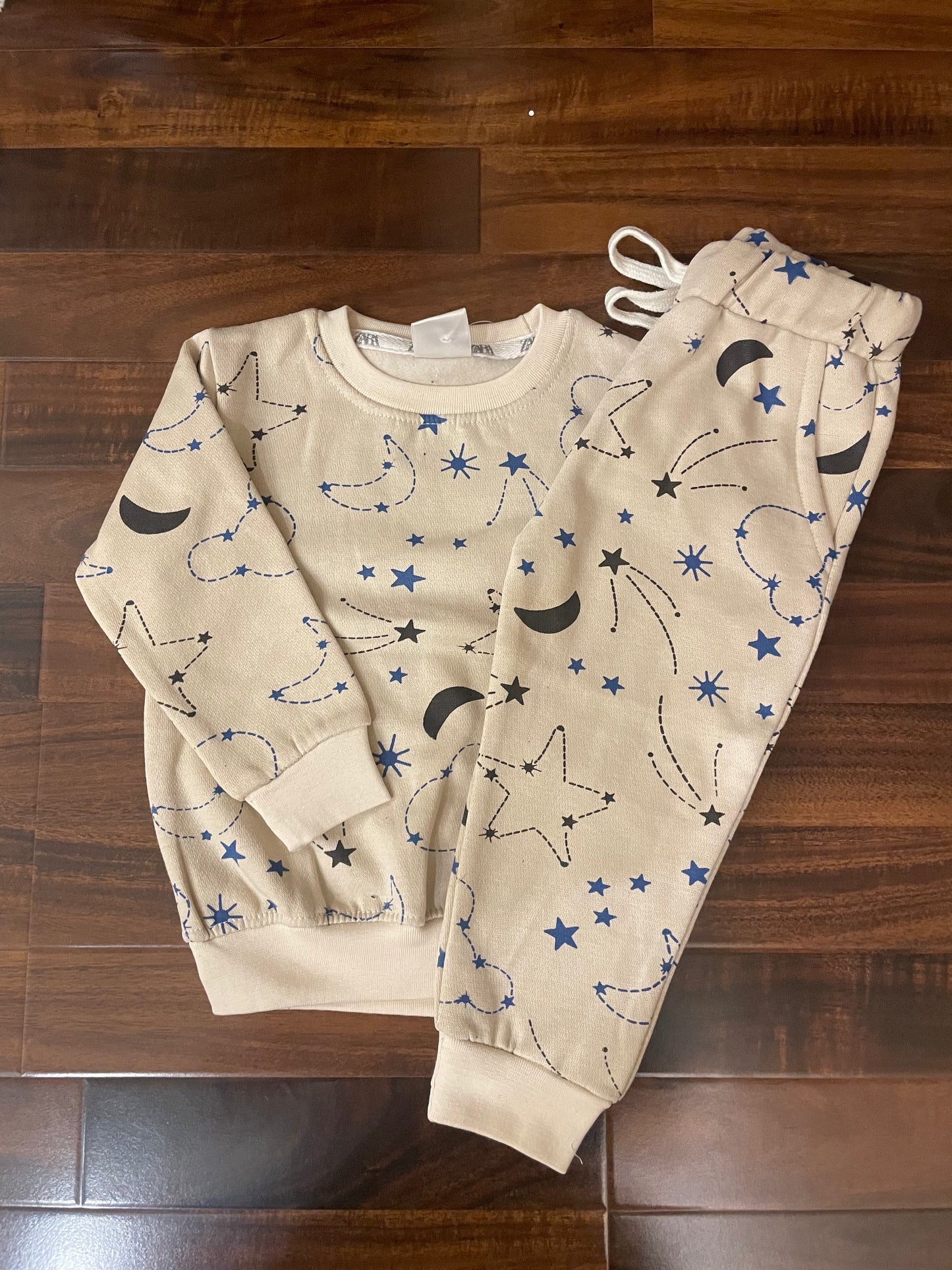 Beige Mickey stars tracksuit for kids