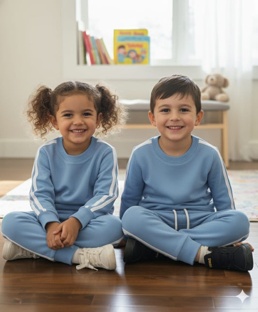 Sky blue side stripes tracksuit