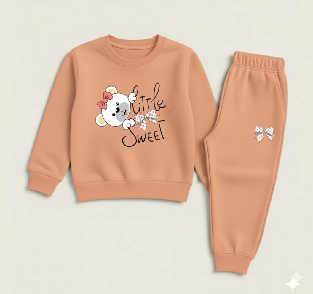 Little cute bear tracksuit for kids - peach