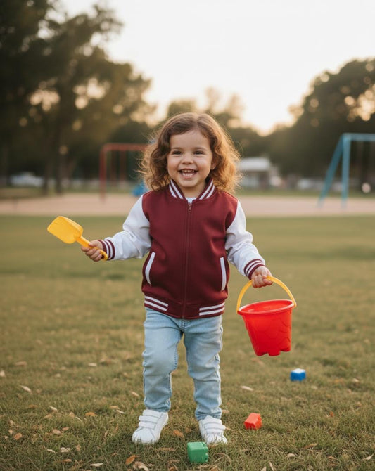 Maroon baseball jacket for kids