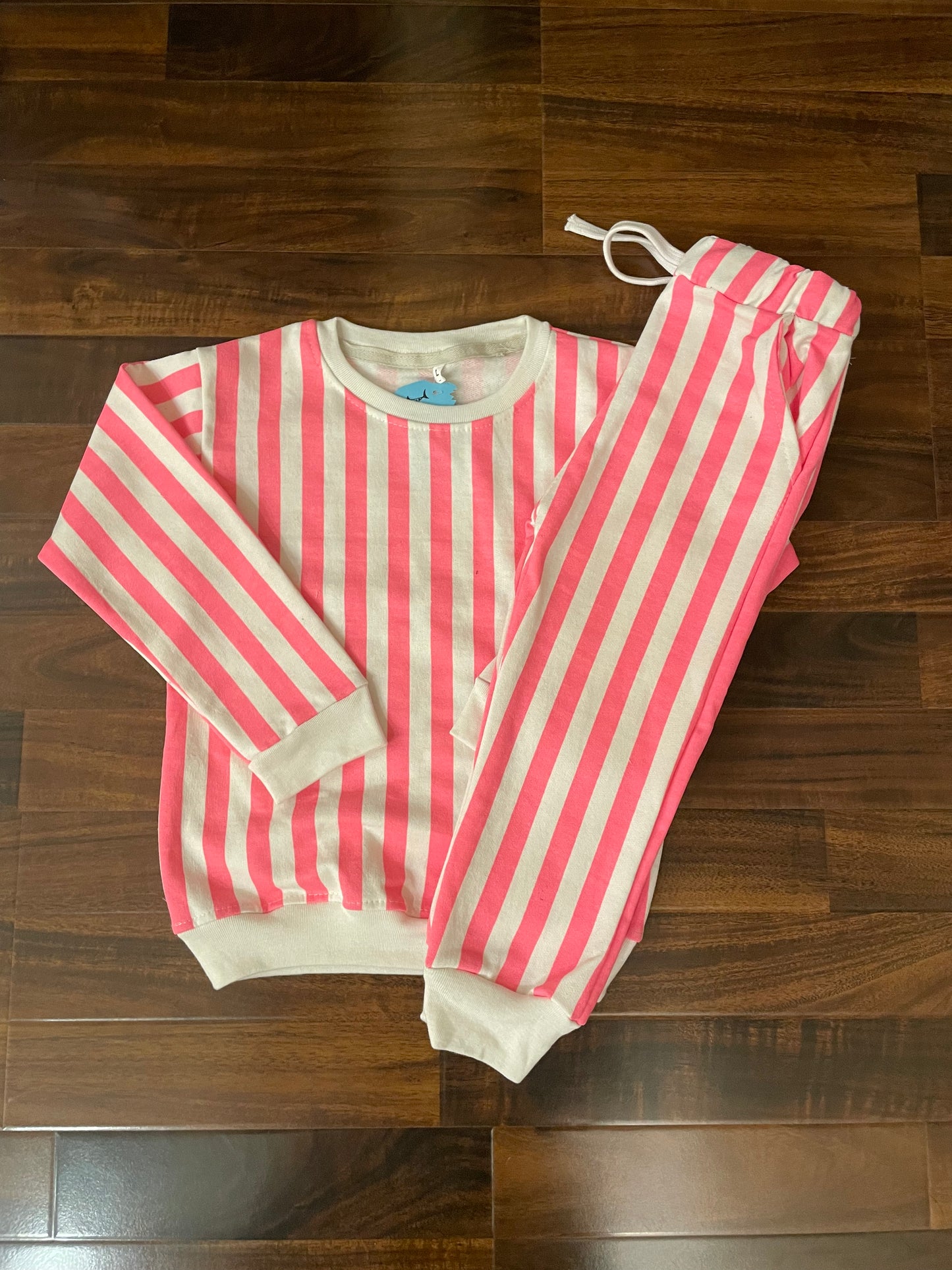 Pink and white stripes tracksuit for kids