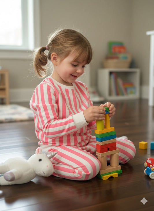 Pink and white stripes tracksuit for kids
