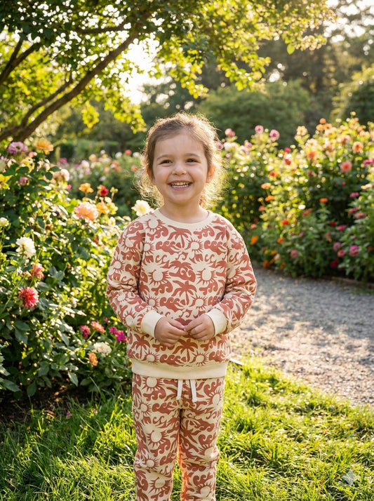 Brown sun and wave tracksuit for kids