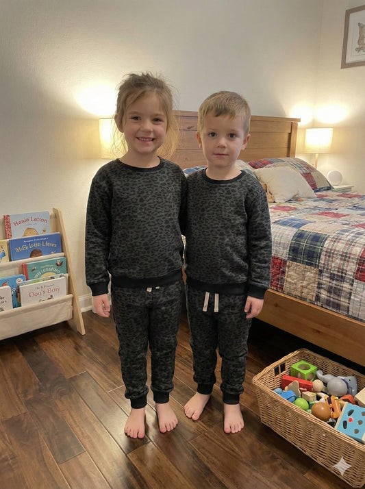 Charcoal leopard tracksuit for kids