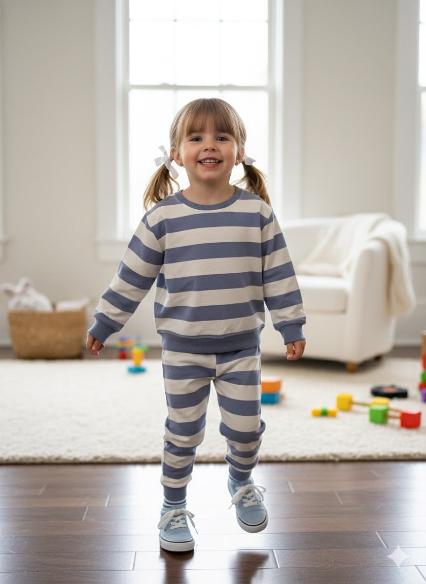 Light blue on white stripes Tracksuit for kids