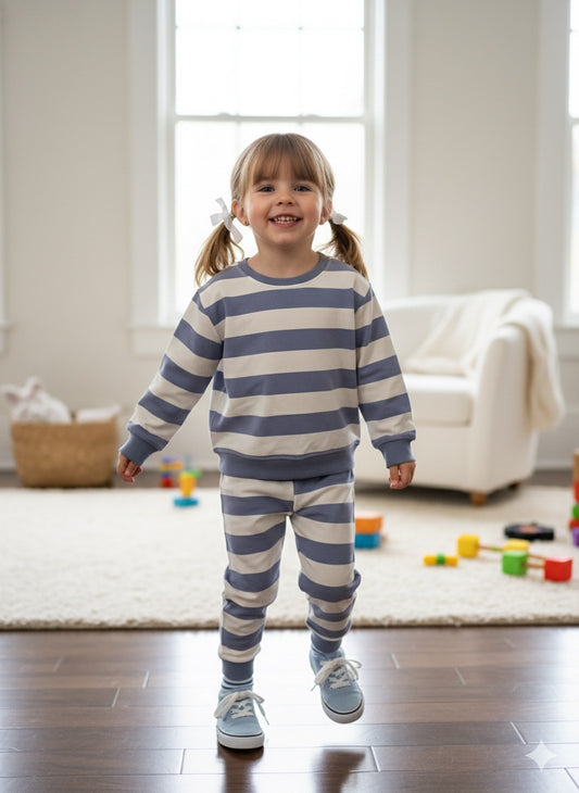 Light blue on white stripes Tracksuit for kids