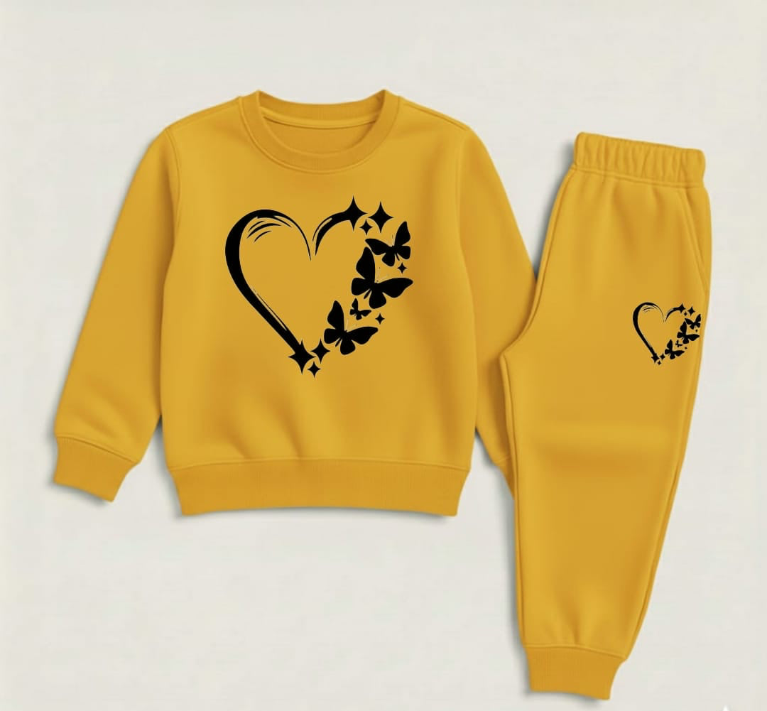 Yellow butterfly heart tracksuit for kids