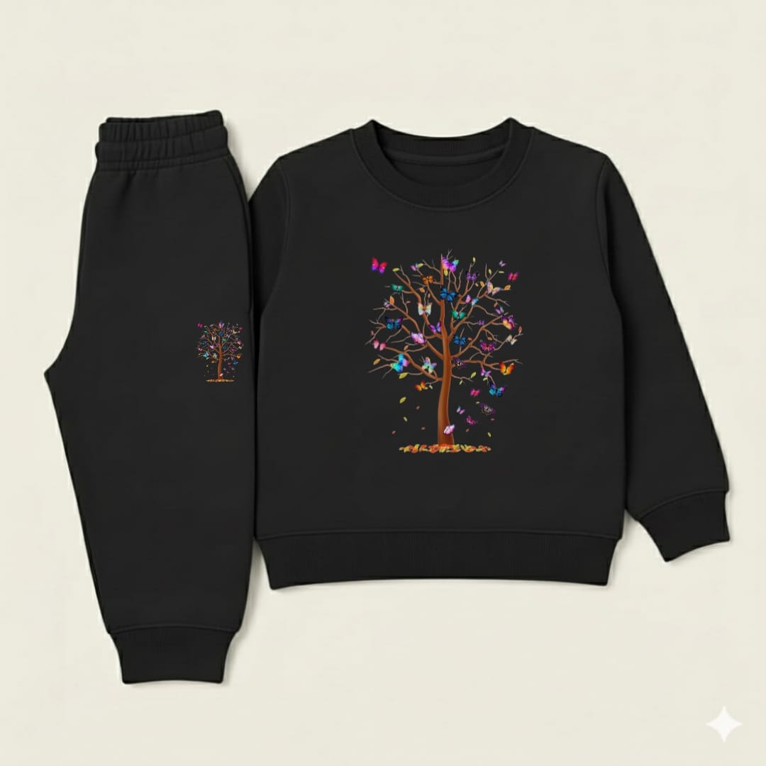 Black tree tracksuit for kids