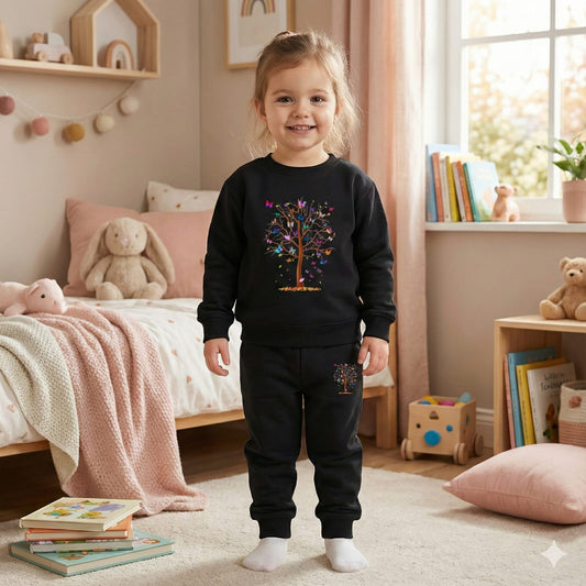 Black tree tracksuit for kids