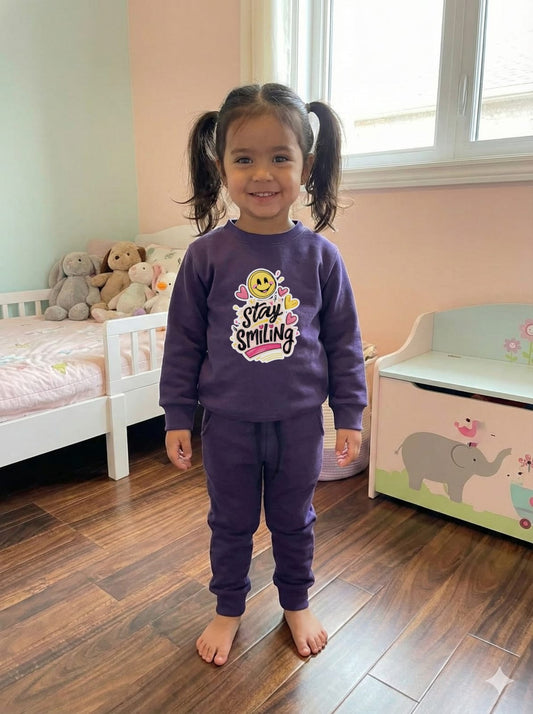 Purple Stay smiling tracksuit for kids