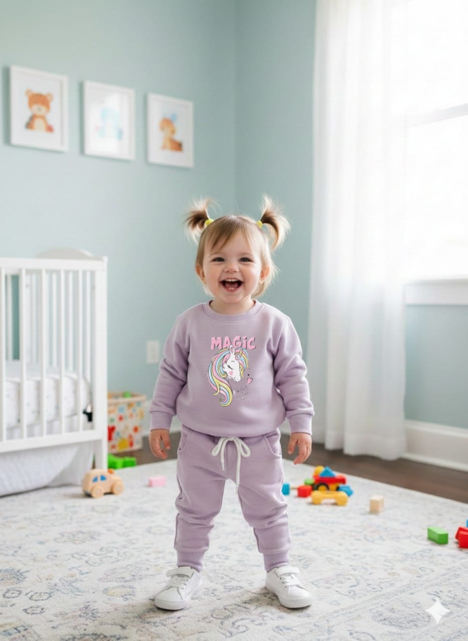 Lilac magic unicorn tracksuit for kids
