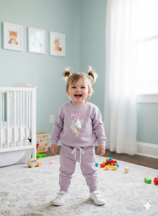 Lilac magic unicorn tracksuit for kids