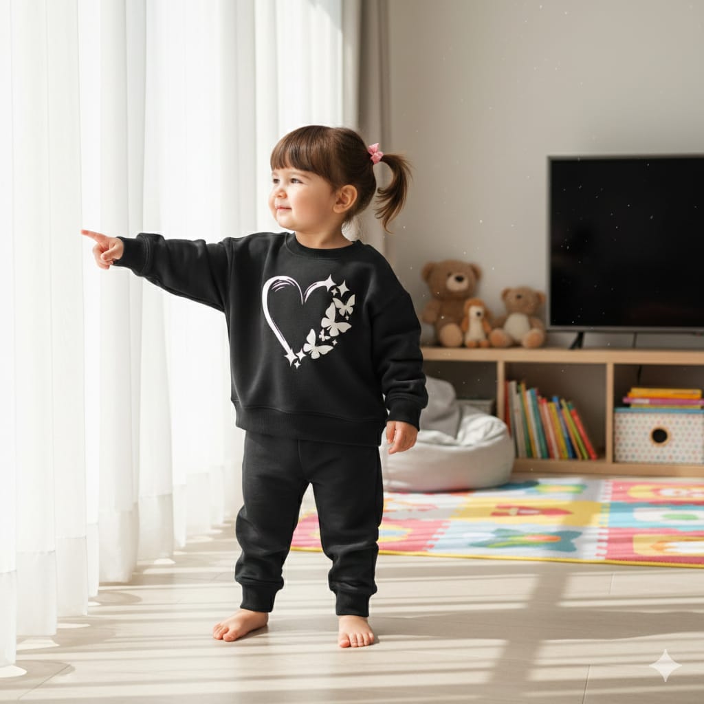 Black hearts butterflies tracksuit for kids